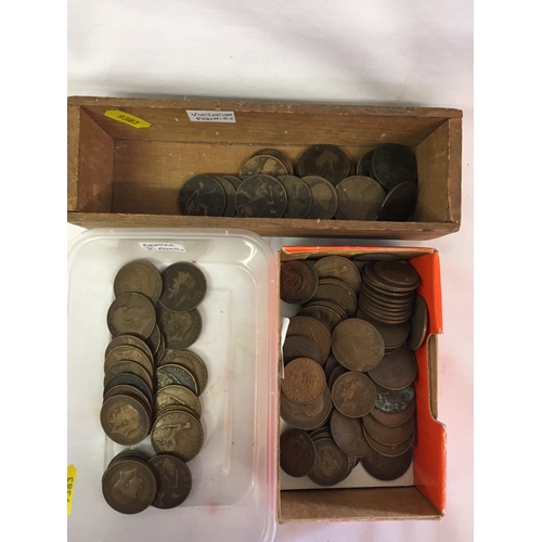 337 - QUANTITY OF GEORGE V PENNIES, VICTORIAN PENNIES AND MIXED PENNIES