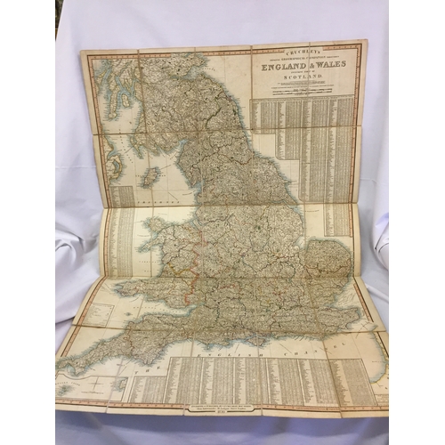 368 - 1 VOLUME CRUCHLEY'S LINEN MAP OF ENGLAND AND WALES AND PART OF SCOTLAND (INCLUDING THE POPULATION 18... 