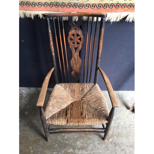 623 - EDWARDIAN WHEEL AND SPINDLE BACK NURSING CHAIR