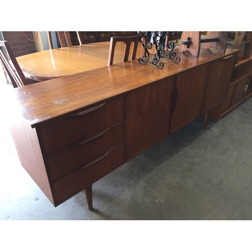 624 - NATHAN TEAK DINING SUITE COMPRISING DINING TABLE, 4 CHAIRS AND SIDEBOARD