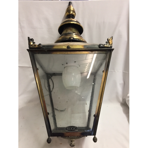 275 - BRASS HANGING HALL LANTERN