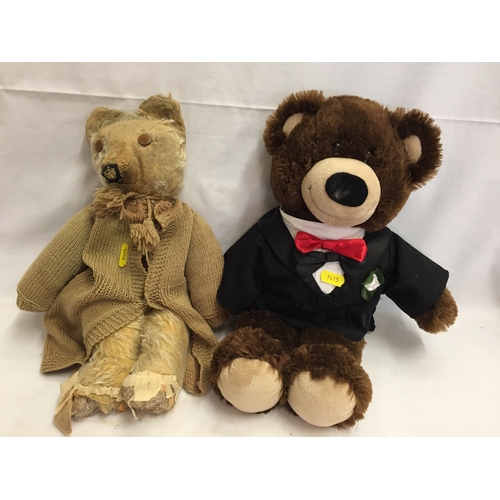 278 - SMALL VINTAGE JOINTED TEDDY BEAR AND RETRO TEDDY BEAR