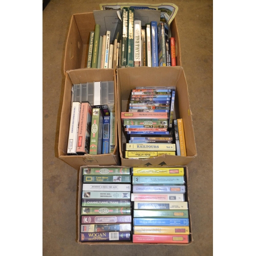 55 - BOXES OF BOOKS, DVDS AND VIDEOS ON TRAINS AND RAILWAYS