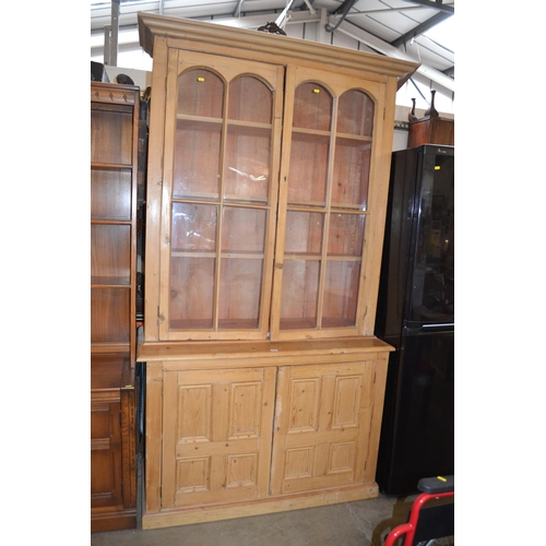 625 - 19TH CENTURY PINE FULL HEIGHT CUPBOARD / BOOKCASE 123CM WIDTH X 49CM DEPTH X 224CM HIGH