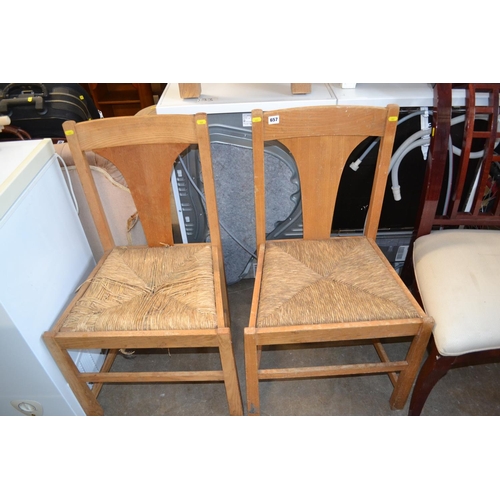 657 - PAIR OF OAK DINING CHAIRS