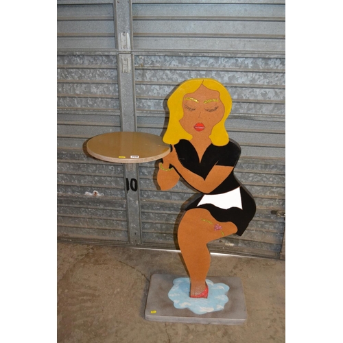 728 - CUT OUT FIGURE OF BARMAID WITH TRAY