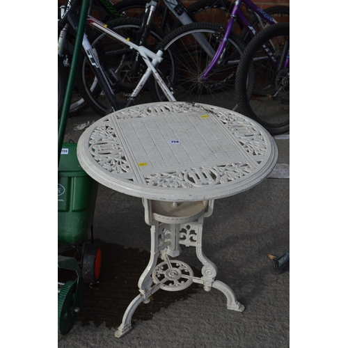 758 - CIRCULAR WHITE METAL GARDEN TABLE