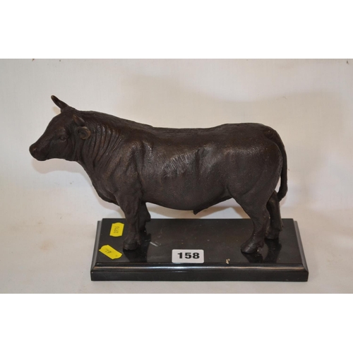 158 - MODERN BRONZE BULL ON MARBLE BASE