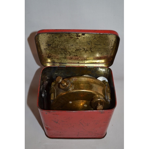 213 - OPTIMUS NO.96 BRASS CAMPING STOVE IN METAL BOX