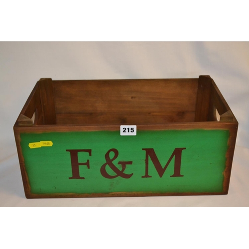 215 - F & M PAINTED WOODEN CRATE