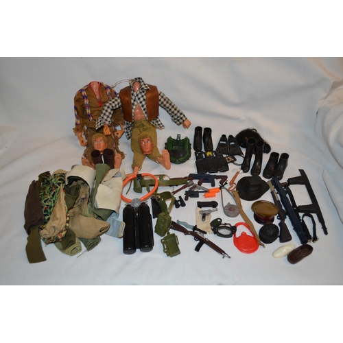 222 - 2 ACTION MEN (A/F), CLOTHES, EQUIPMENT, ETC.