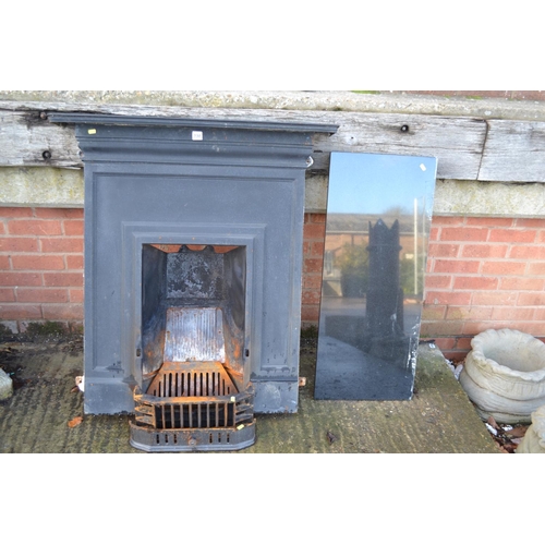 730 - CAST IRON FIREPLACE AND MARBLE HEARTH