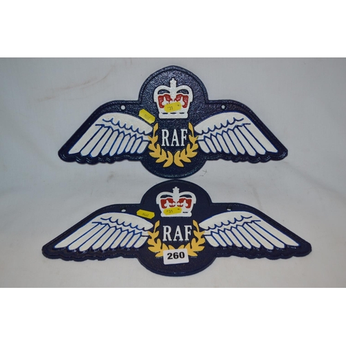 260 - 2 CAST IRON RAF SIGNS