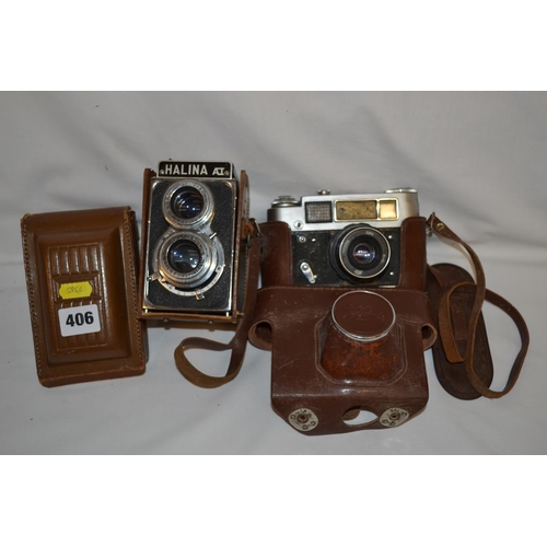 406 - HALINA A1 BOX CAMERA AND FED 4 BOX CAMERA