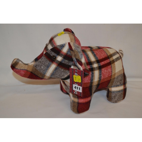 411 - TARTAN ELEPHANT DOORSTOP (NEW)