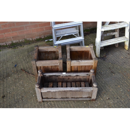 917 - 3 WOODEN PLANTERS