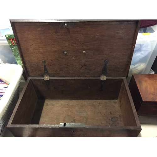 127 - 19TH CENTURY OAK DOCUMENT BOX 40CM WIDTH X 22CM DEPTH X 15CM HIGH