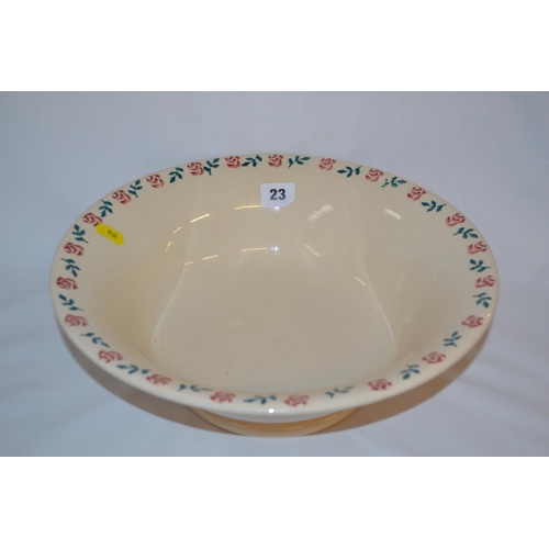 23 - BRIDGEWATER SPONGEWARE BOWL (34CM DIAMETER)