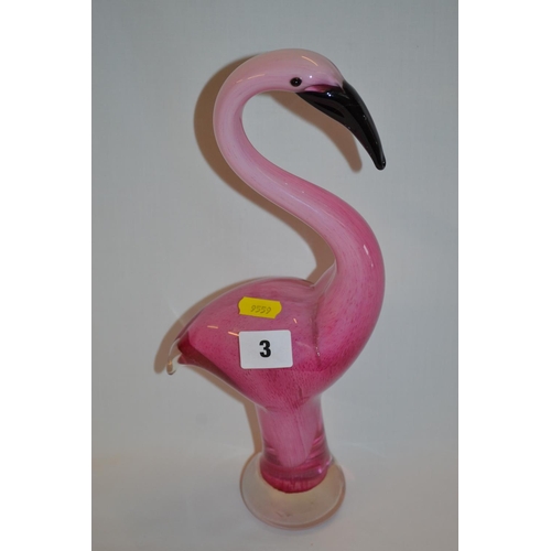 3 - MURANO STYLE PINK FLAMINGO 32CM