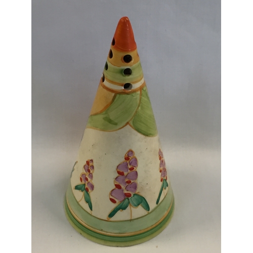 17 - CLARICE CLIFF BIZARRE FANTASQUE CONICAL SUGAR CASTOR (14CM)