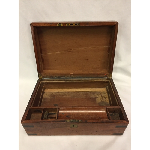 123 - 19TH CENTURY MAHOGANY WRITING SLOPE (A/F)