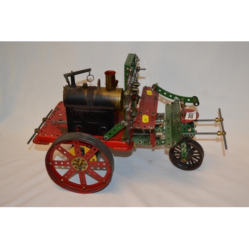 207 - MECCANO VINTAGE MODEL OF A 3 WHEELED STEAM DRIVEN WAGON