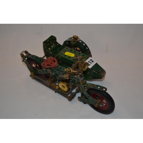 212 - MECCANO MODEL OF MOTORCYCLE AND SIDECAR