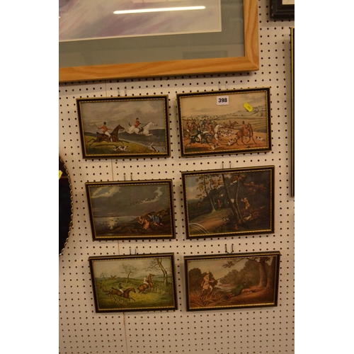 398 - SIX SMALL HUNTING, SHOOTING AND FISHING PRINTS