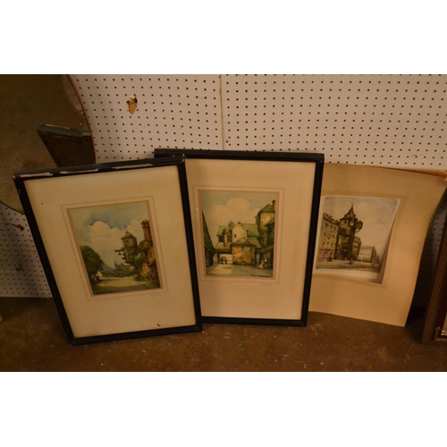 399 - FOUR EDWARDIAN COLOURED ENGRAVINGS (2 FRAMED)