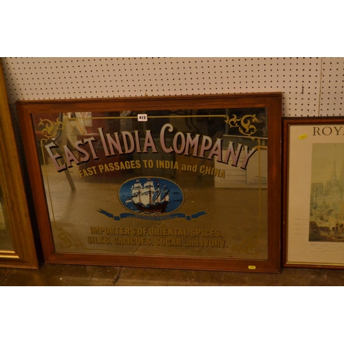 412 - EAST INDIA COMPANY ADVERTISING MIRROR IN OAK FRAME