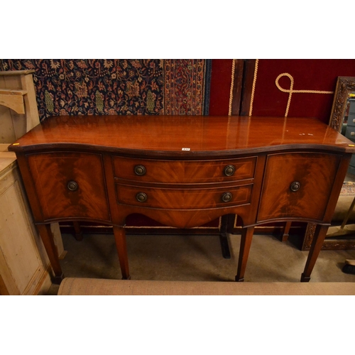 432 - REPRODUCTION SERPENTINE FRONTED MAHOGANY SIDEBOARD 153CM WIDTH X 52CM DEPTH X 90CM HIGH