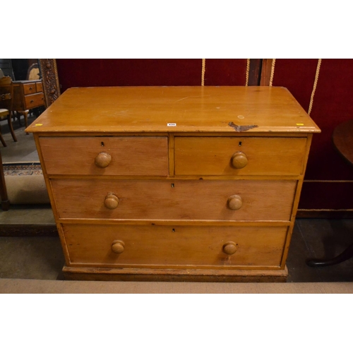 435 - 19TH CENTURY PINE CHEST OF 4 DRAWERS 106CM WIDTH X 52CM DEPTH X 83CM HIGH