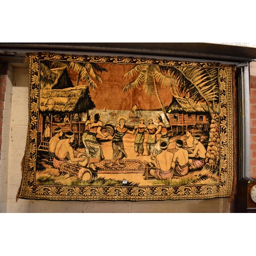 444 - EASTERN WALL HANGING DEPICTING DANCERS ON BEACH