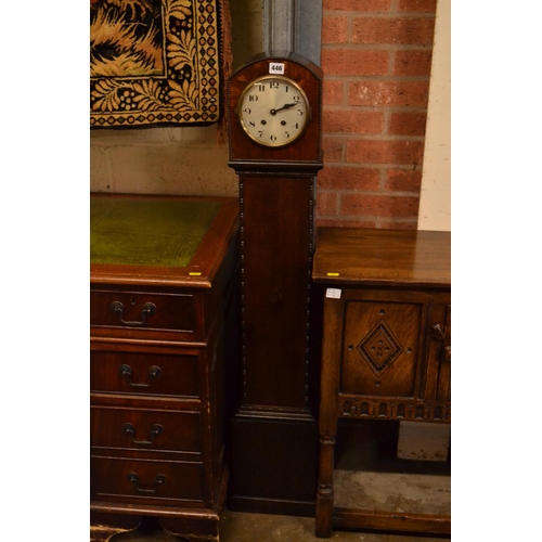 446 - EDWARDIAN OAK CASED GRAND DAUGHTER CLOCK