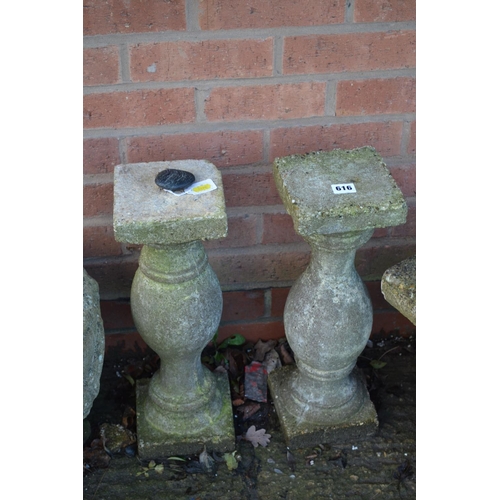 616 - PAIR OF STONEWARE BALUSTERS