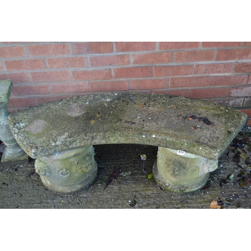 617 - CURVED STONEWARE GARDEN BENCH