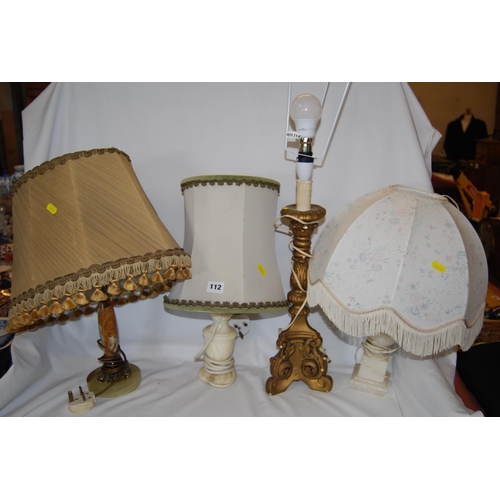 112 - 4 VARIOUS TABLE LAMPS