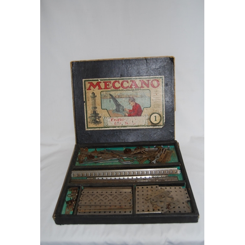 129 - MECCANO NO. 1 ENGINEERING FOR BOYS BOX AND EQUIPMENT (USED)