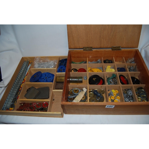 131 - WOODEN BOX OF MECCANO