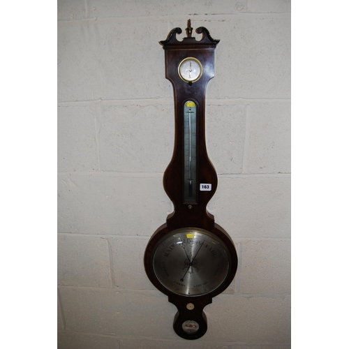 163 - 19TH CENTURY MAHOGANY WHEEL BAROMETER / THERMOMETER BY P.PEDRETTI LONDON