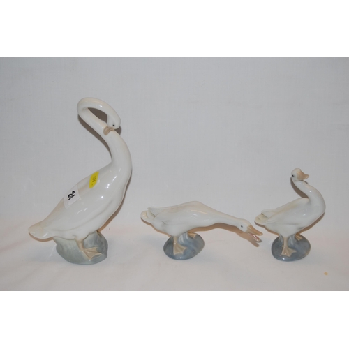 24 - 2 LLADRO DUCKS AND NAO SWAN