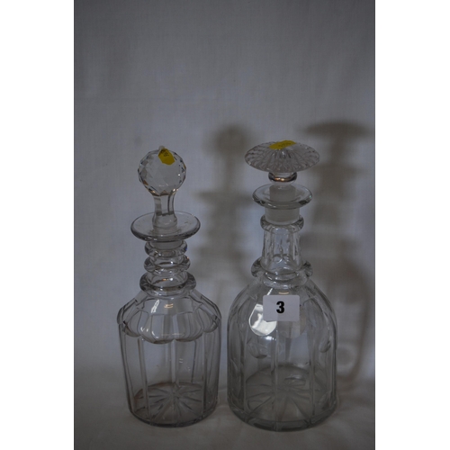 3 - TWO 19TH CENTURY CUT GLASS SPIRIT DECANTERS