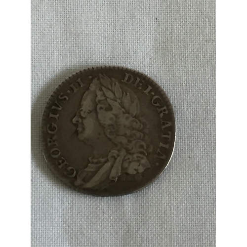 210 - GEORGE II SILVER SIXPENCE 1758