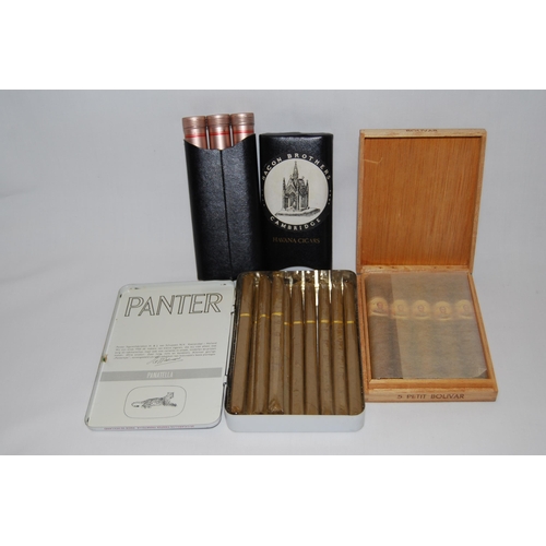 329 - 5 PETIT BOLIVAR HABANA CIGARS IN BOX, 2 BALON BROS HAVANA CIGARS IN WALLET AND 23 PANTER PANATELLA C... 