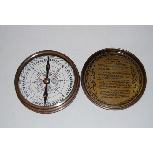 358 - CIRCULAR BRASS COMPASS