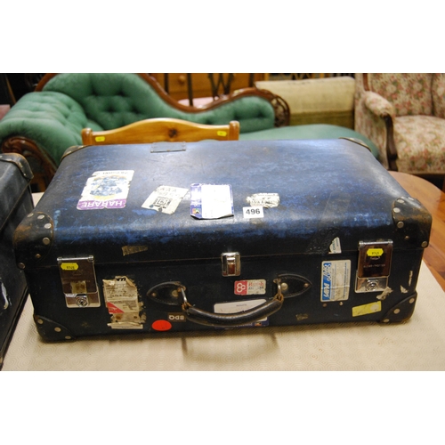 496 - GLOBE-TROTTER LEATHER BOUND SUITCASE