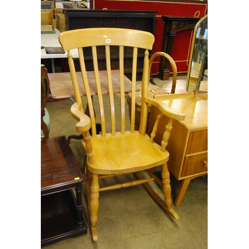 509 - WINDSOR OAK SLAT BACK ROCKING ARMCHAIR