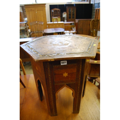 527 - ISLAMIC RICHLY INLAID HEXAGONAL COFFEE TABLE