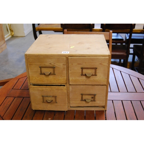 563 - EDWARDIAN PINE 4 DRAWER TABLE TOP FILING BOX