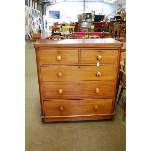 573 - EDWARDIAN MAHOGANY CHEST OF 5 DRAWERS 105CM WIDTH X 50CM DEPTH X 111CM HIGH